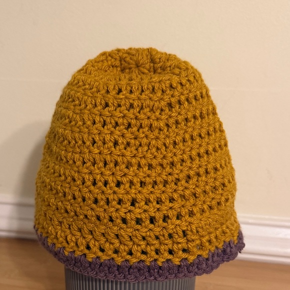 Handmade Accessories - Handmade Stylish Mustard and Purple Crochet Beanie women’s Hats